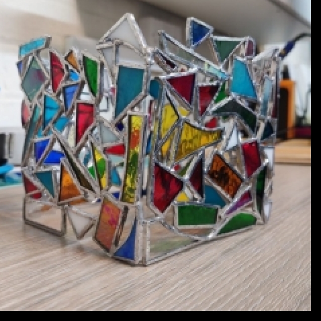 Stained glass candle holder